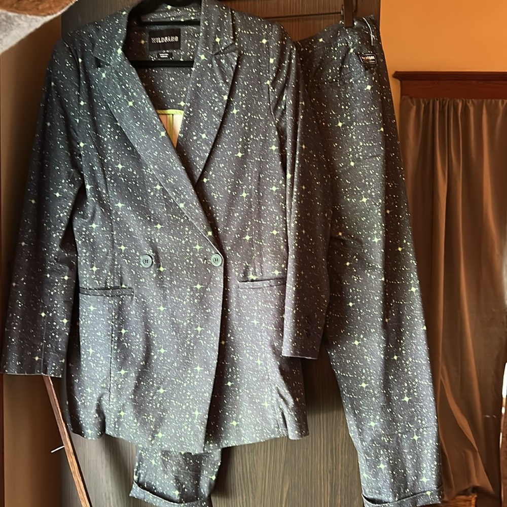 Wildfang Celestial Starry Patterned Suit Blazer and Pants size M/10